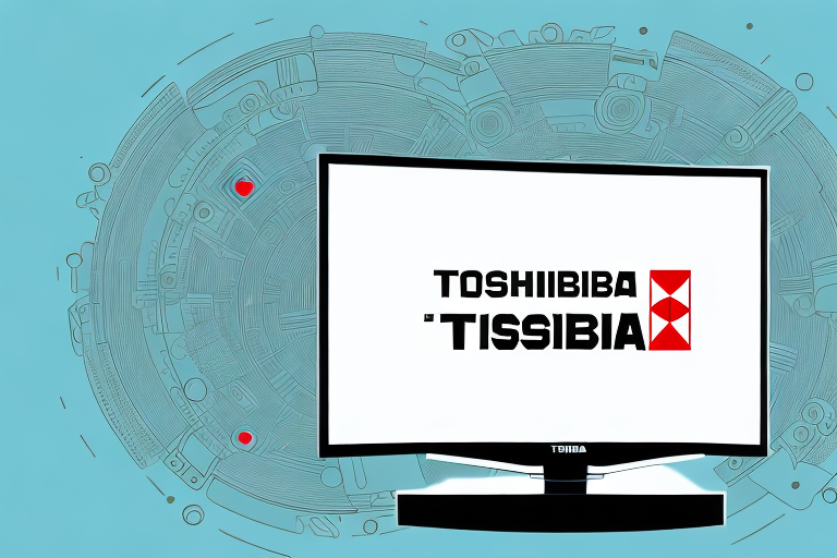 A toshiba tv with a reset button visible