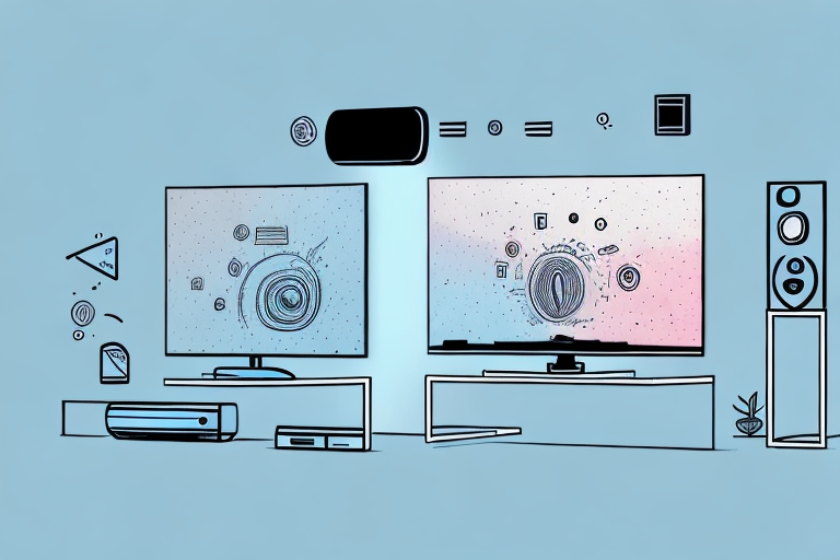 A logitech remote control and a samsung tv