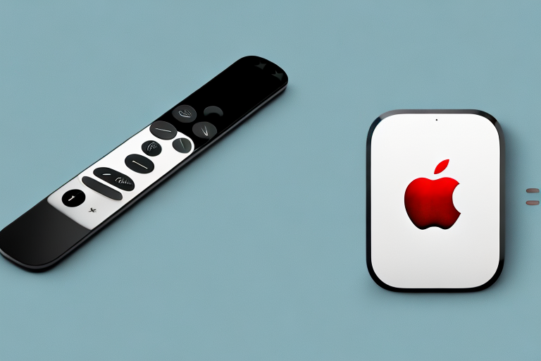 An apple tv remote control and a toshiba tv connected together