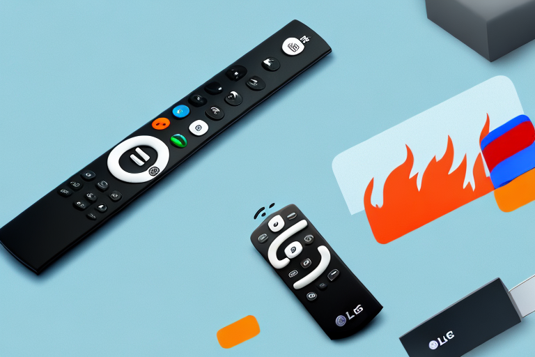A fire tv remote control and an lg tv connected together