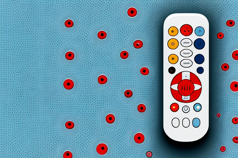 A philips tv remote with a few buttons highlighted in red