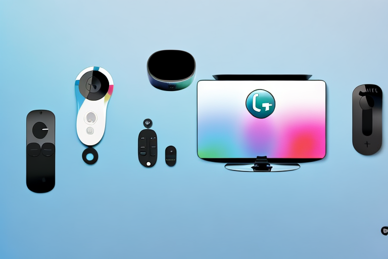 A logitech harmony remote and an apple tv siri remote side-by-side