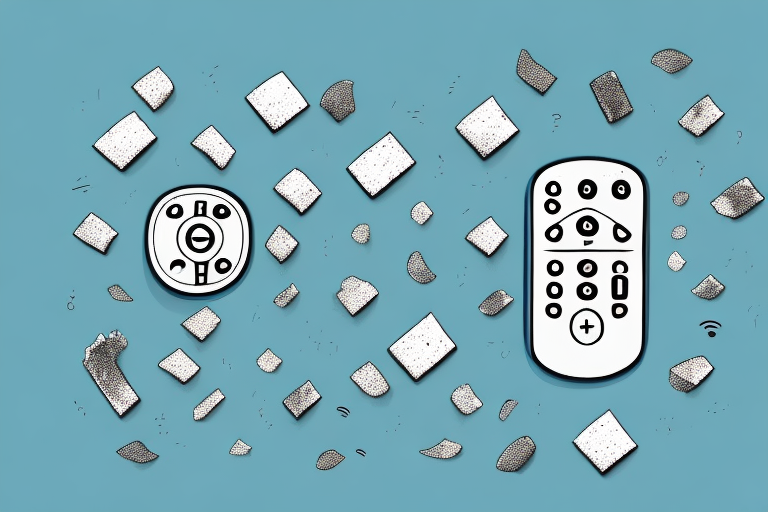 A broken remote control with its components scattered around it