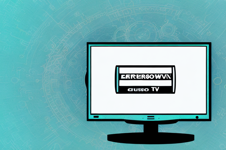 An emerson tv with a five-digit code on the screen